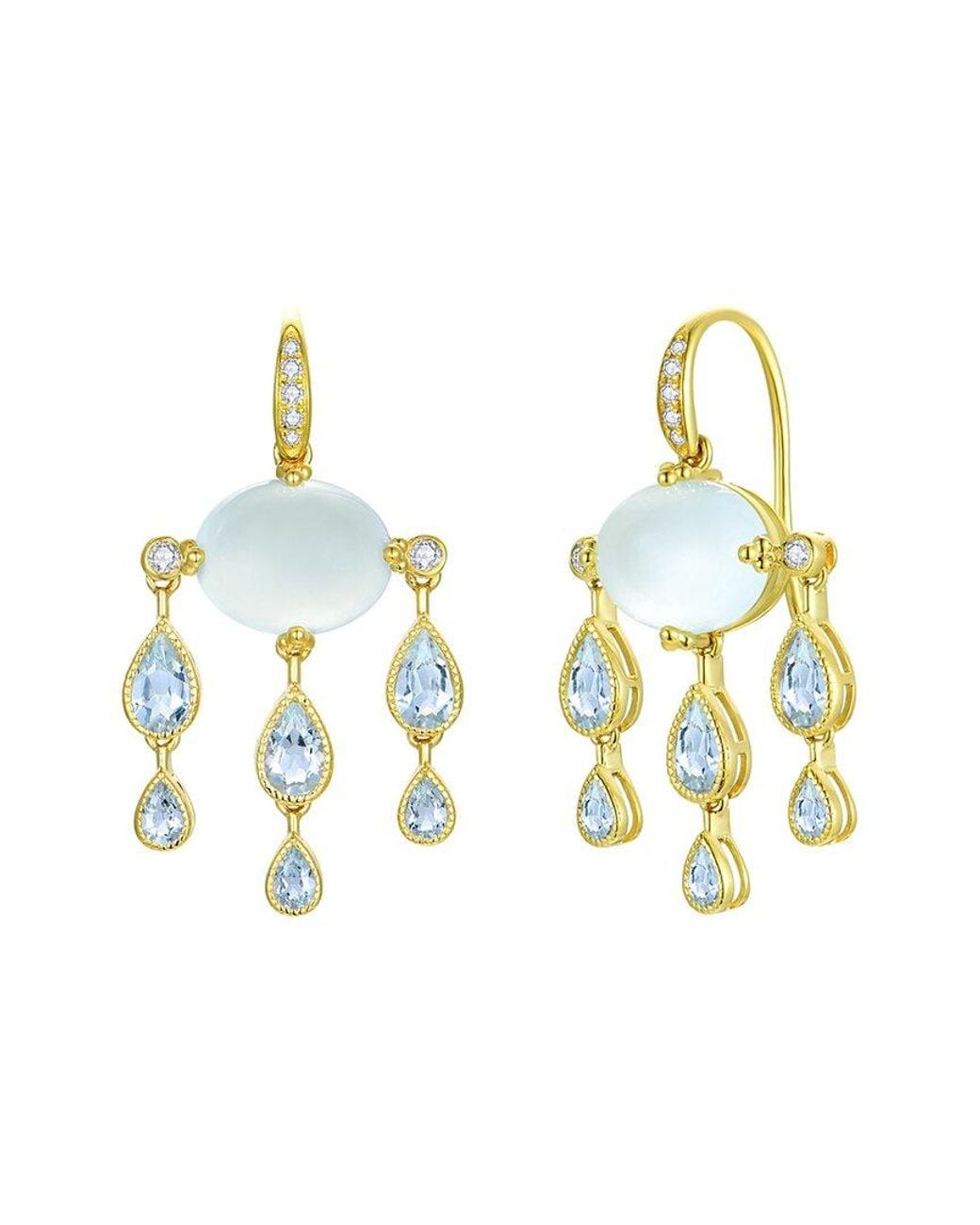 Nina Zhou Jewelry Metallic 14K 7.15 Ct. Tw. Diamond & Aquamarine Drop Earrings