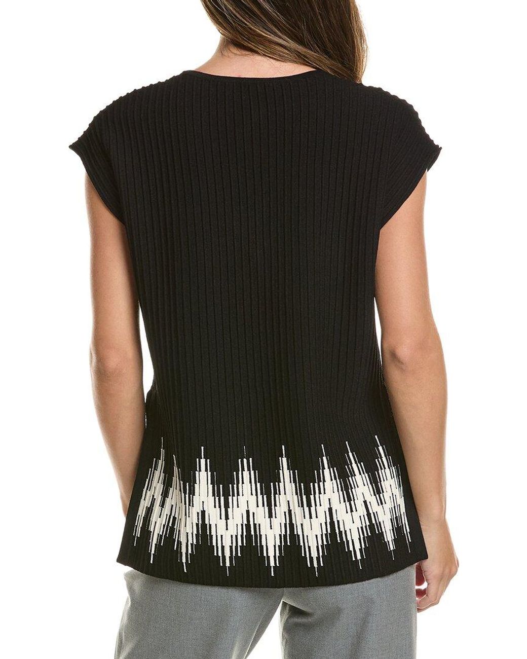 Autumn Cashmere Black Chevron Border Stitch Top