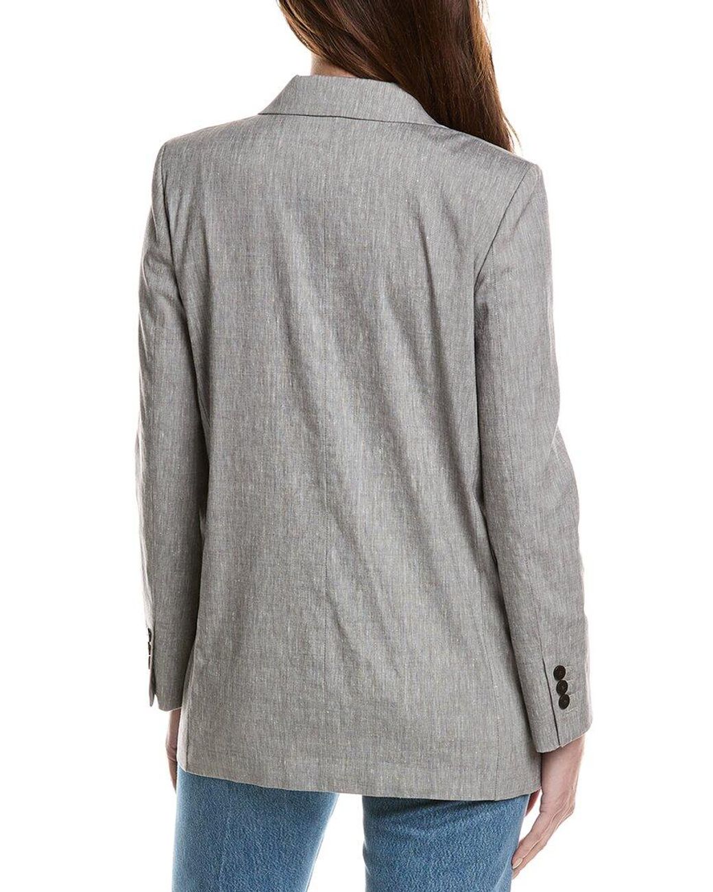 Theory Gray Double Breasted Oversized Boy Jacket