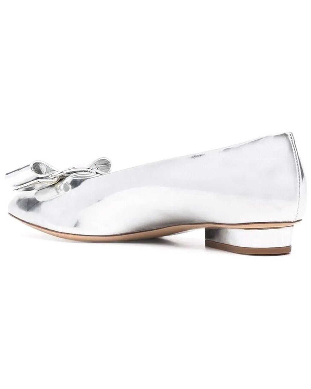 Ferragamo White Viva Bow Leather Ballet Flat