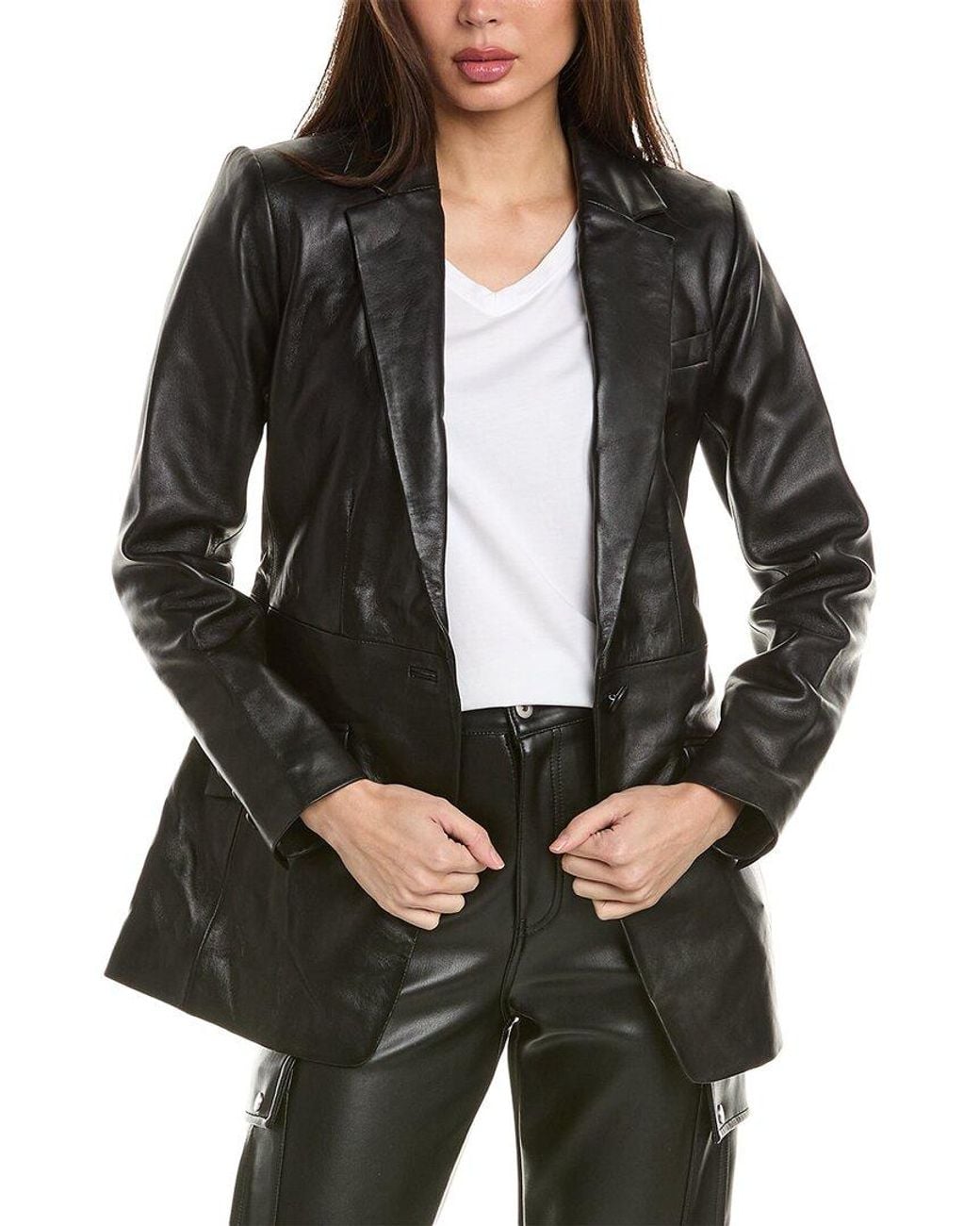 Walter Baker Black Mia Leather Blazer