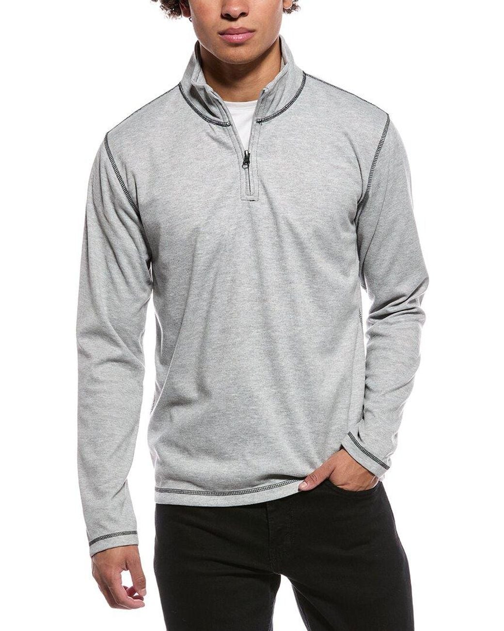 Vintage 1946 Gray Mini Oxford 1/4-Zip Sweater for men