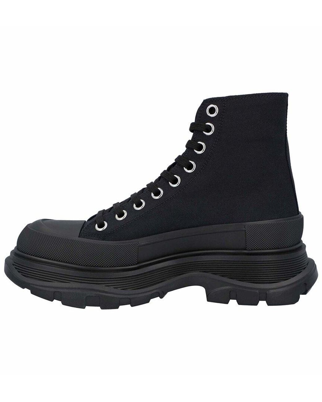 McQueen Black Canvas Tread Slick Boot, Never Worn (Authentic Pre- Loved)