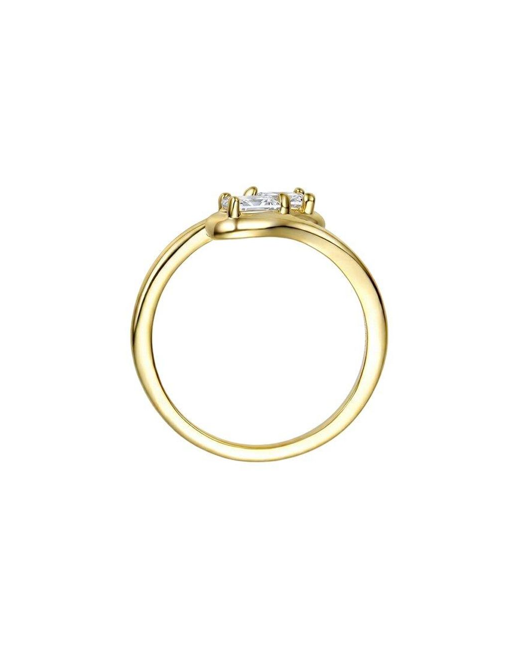 Rachel Glauber Metallic 14K Plated Cz Bypass Ring