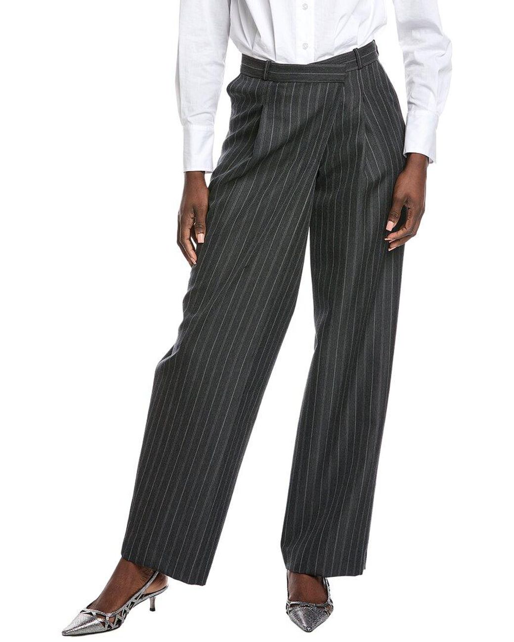 Jonathan Simkhai Gray Tayler Overlap Wide Leg Wool-Blend Trouser