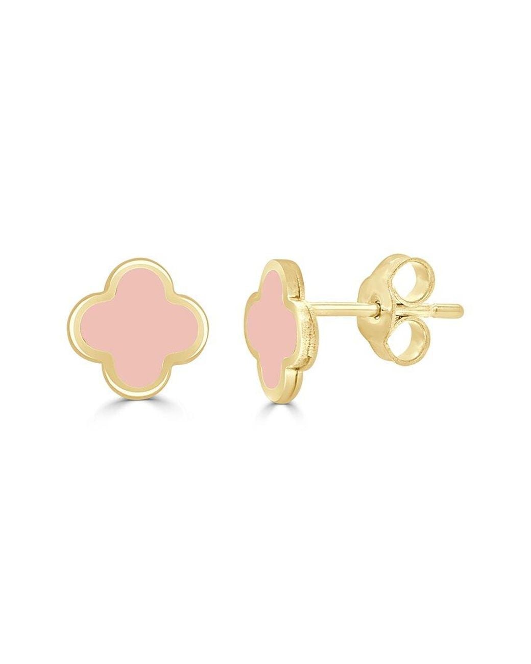 Italian Gold White 14K Light Agate Clover Earrings