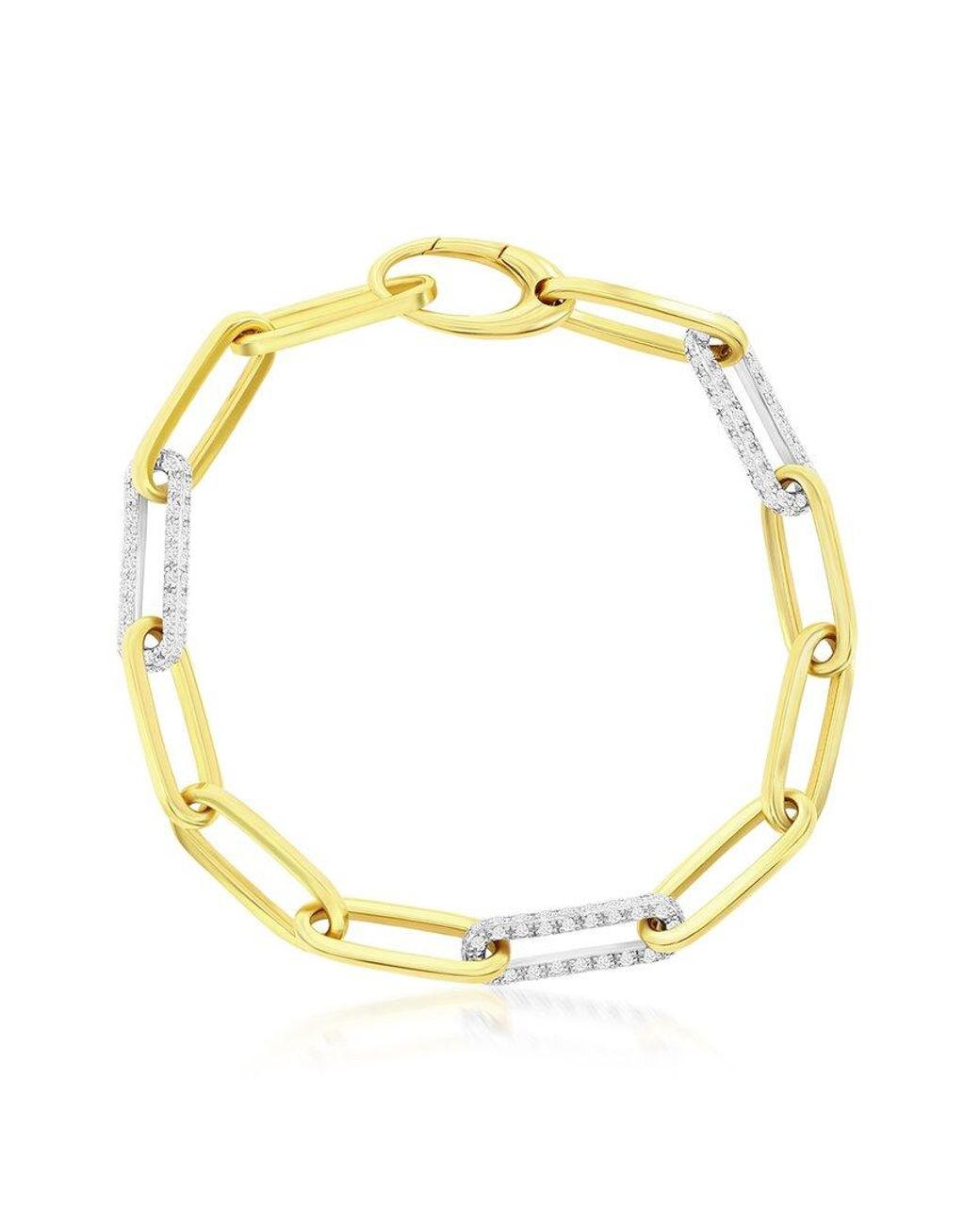 Jewels by Viomo Metallic 14k Two-tone 1.60 Ct. Tw. Diamond Paperclip Bracelet