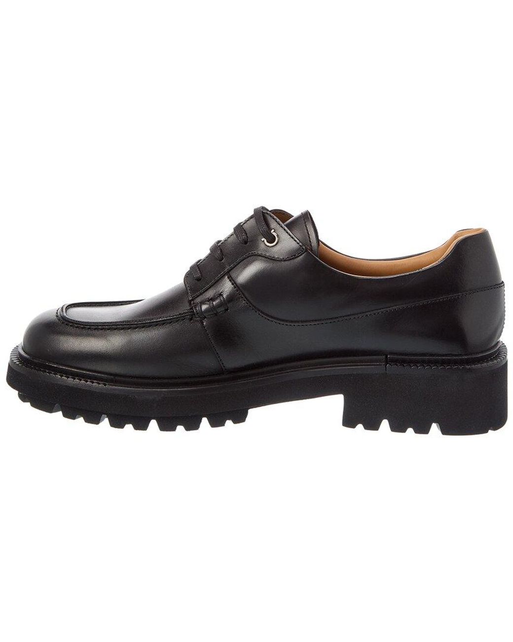 Ferragamo Black Gorin Leather Derby for men