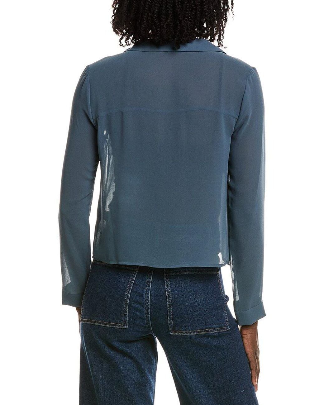 Tahari Blue Cropped Utility Top