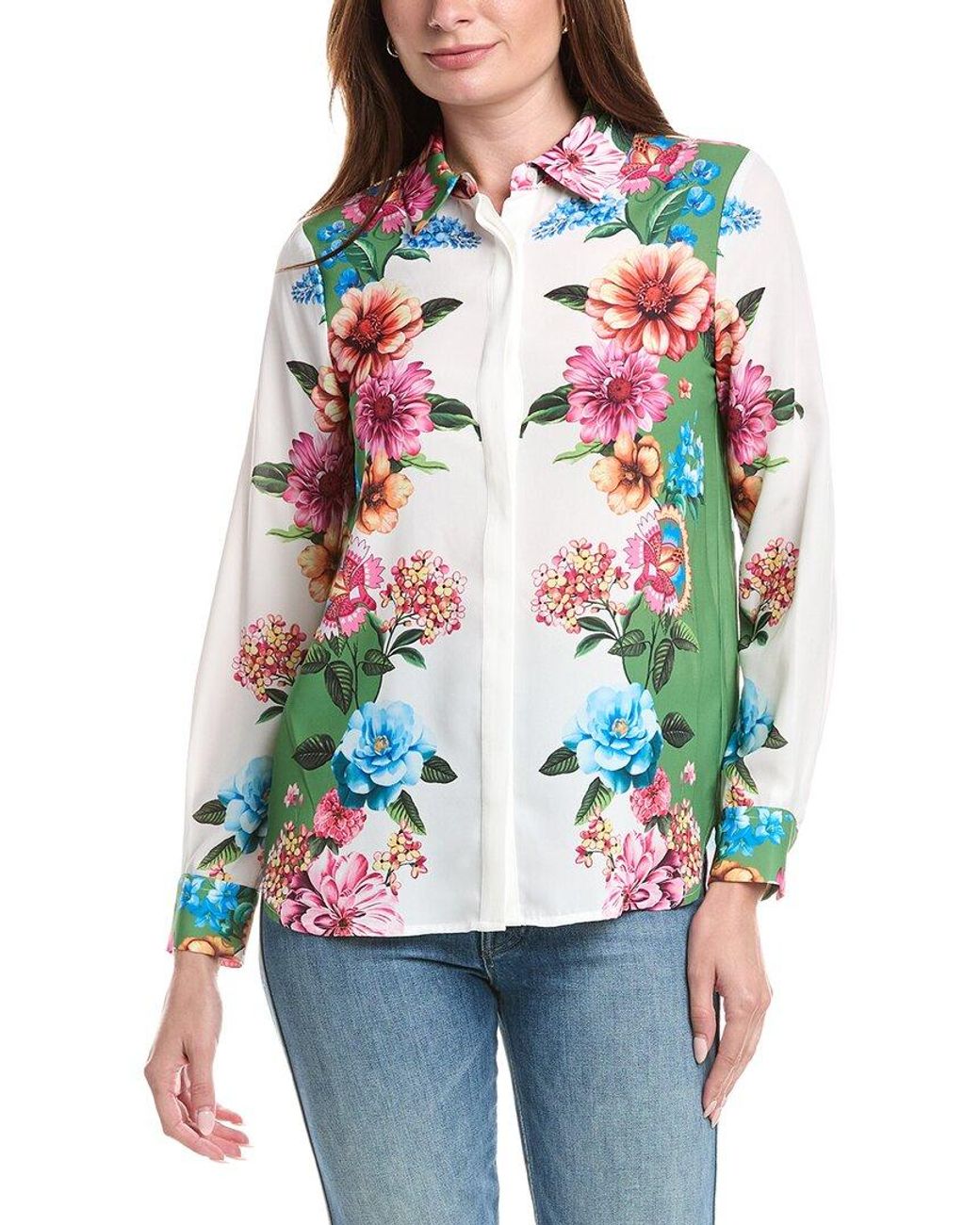 Tahari Red Printed Blouse