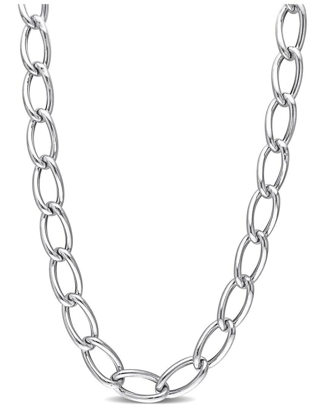 Italian Silver Metallic Hollow Link Chain Necklace