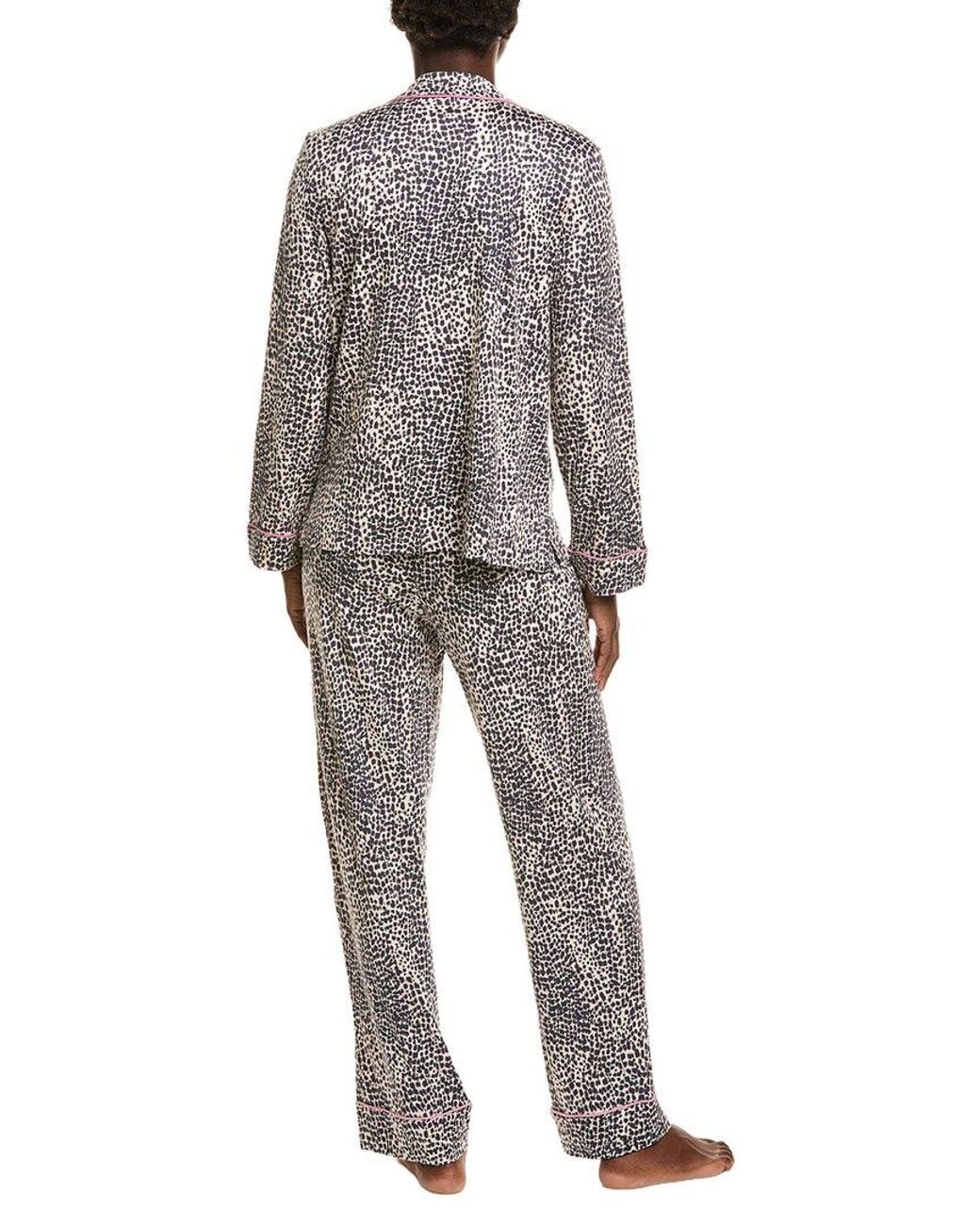 DKNY Gray 2Pc Long Sleeve Notch Top & Pant Sleep Set