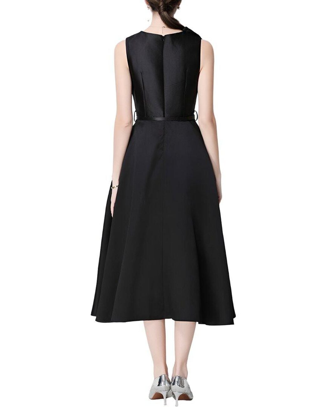 GABRIELA RICH Black Solid Midi Dress