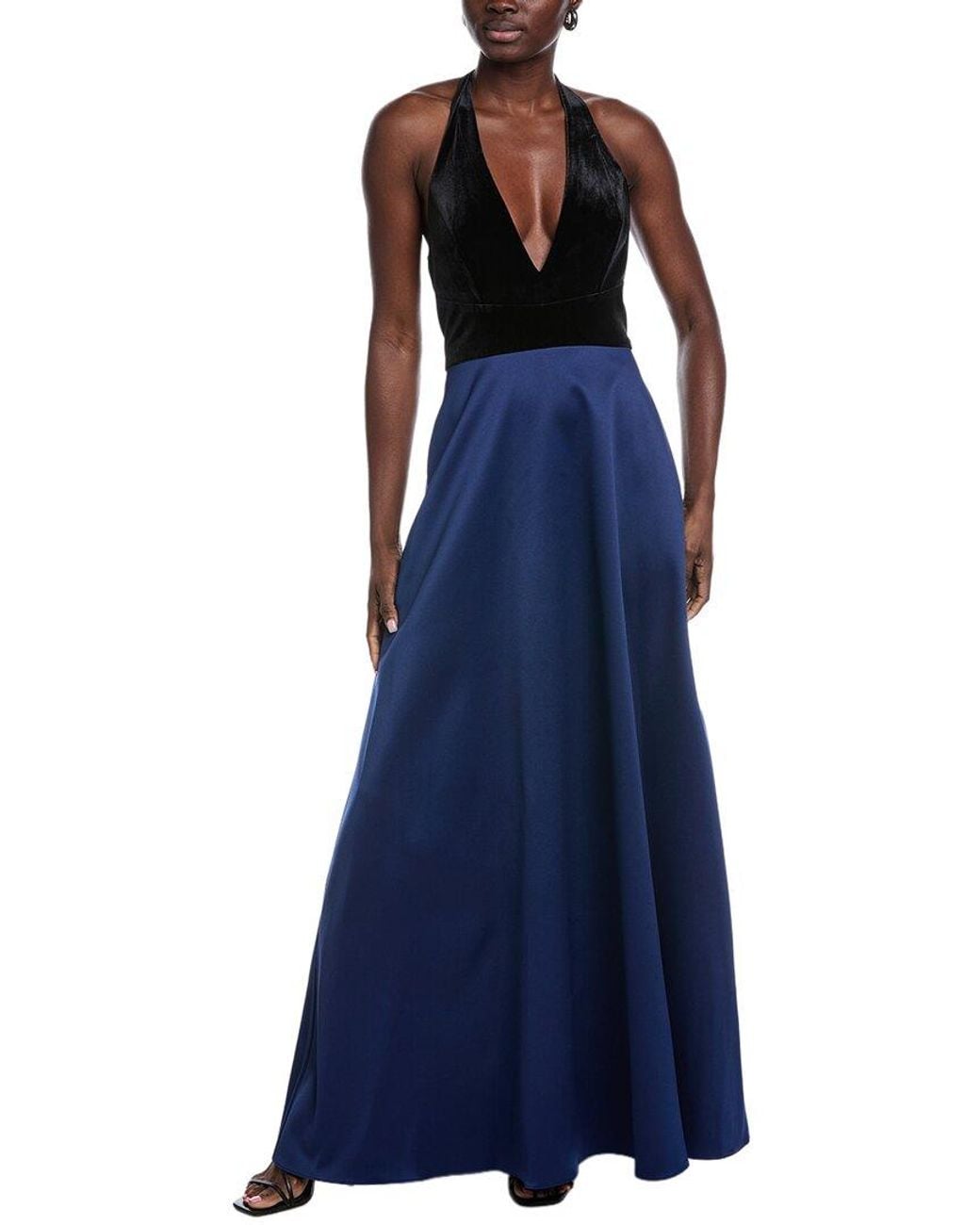 Aidan Mattox Blue Solid Gown
