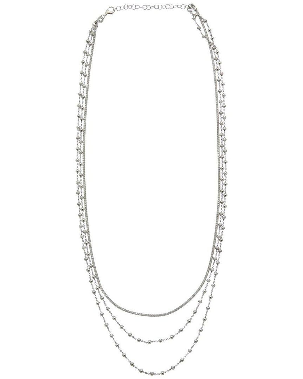 Italian Gold Over Silver White 18K Plated Multi Strand Necklace