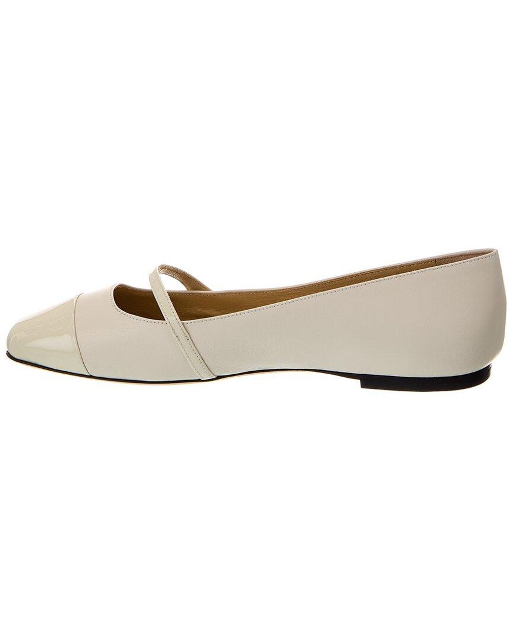 Jimmy Choo White Elisa Leather & Patent Flat
