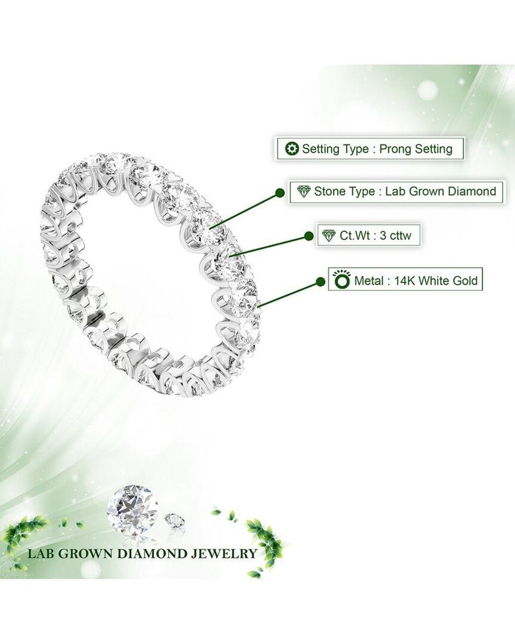 Amairah White 14K 3.00 Ct. Tw. Lab-Grown Diamond Eternity Ring