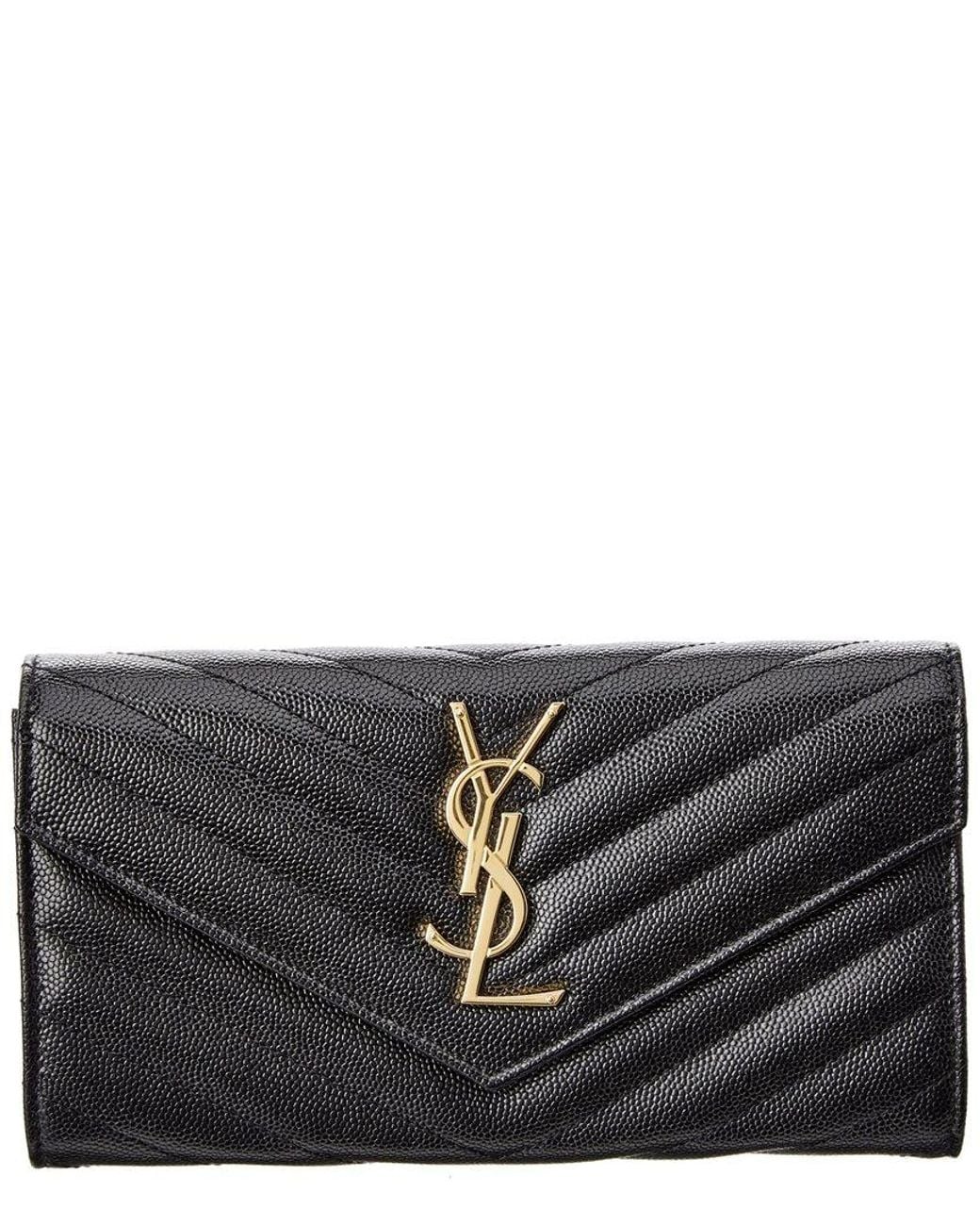 Saint Laurent Black Large Monogram Matelasse Leather Continental Wallet