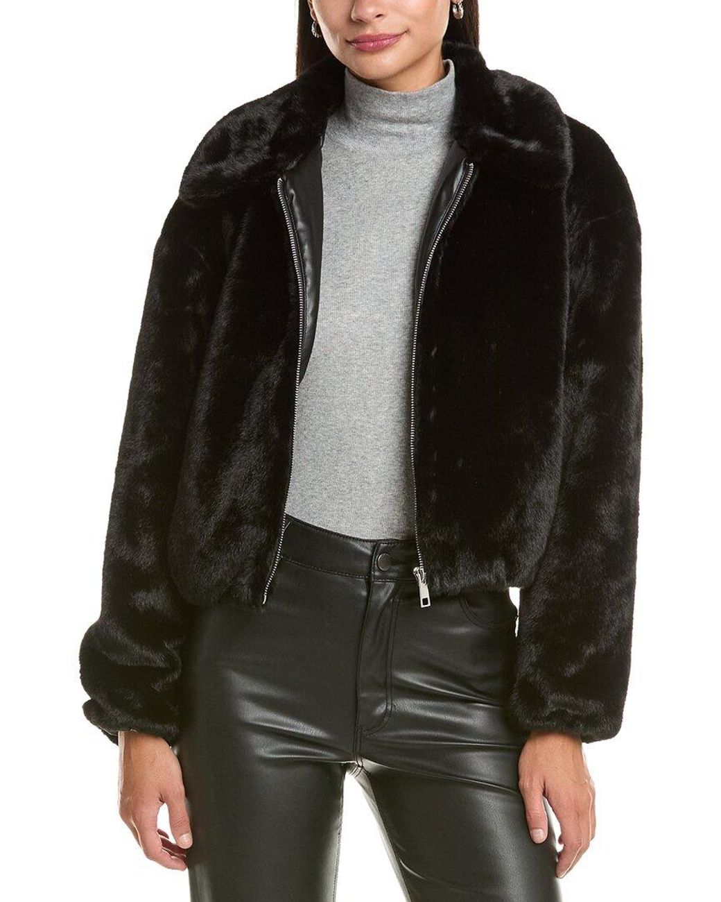 Cece Black Zip Front Short Blouson Jacket