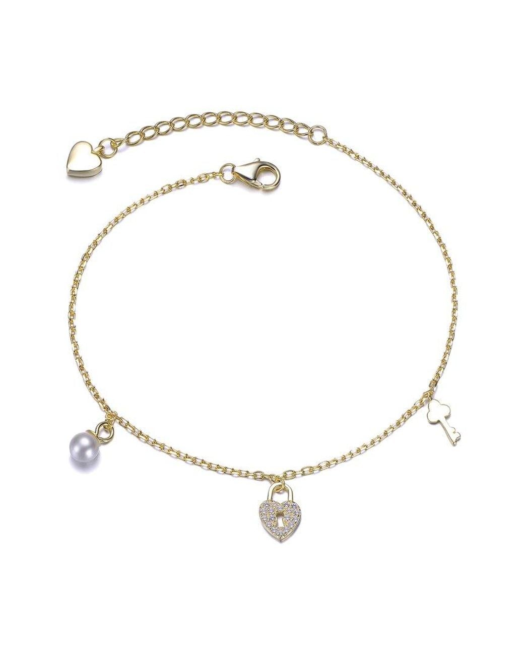 Rachel Glauber Metallic 14K Plated Cz Charm Bracelet