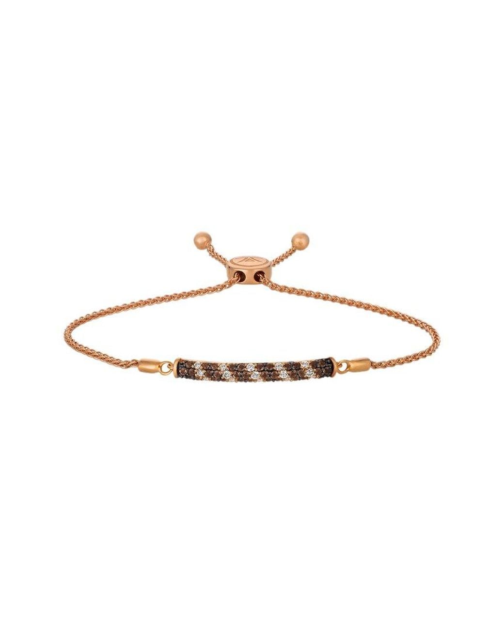 Le Vian White Le Vian Chocolate Quartz 14k Rose Gold 0.71 Ct. Tw. Diamond & Smoky Quartz Bolo Bracelet