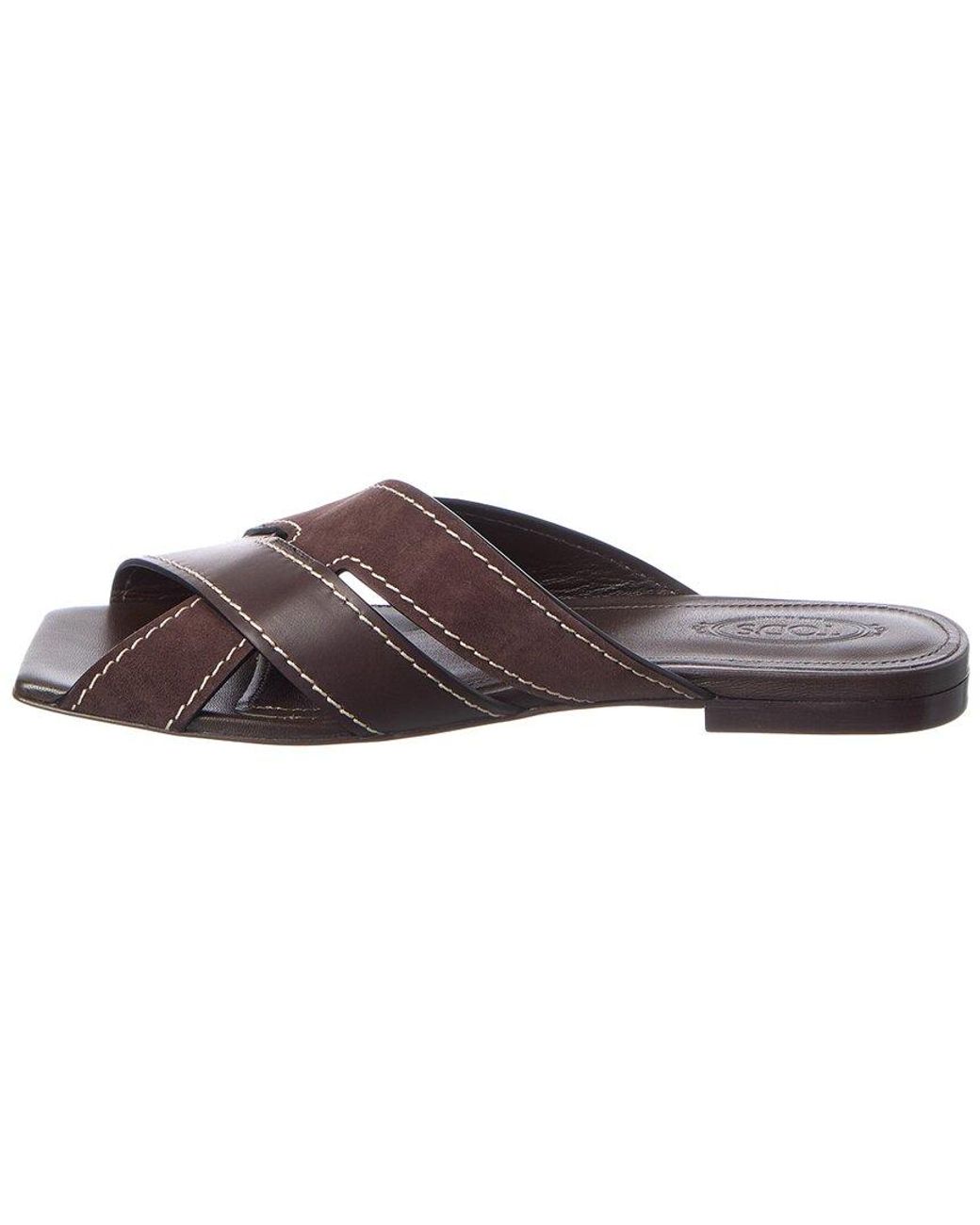 Tod's Brown Suede & Leather Sandal