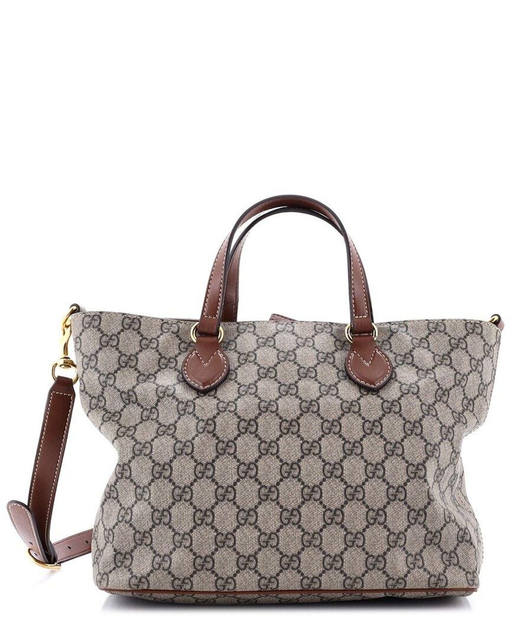 Gucci Metallic Gg Coated Canvas & Leather Convertible Soft Tote Small (Authentic Pre-Loved)