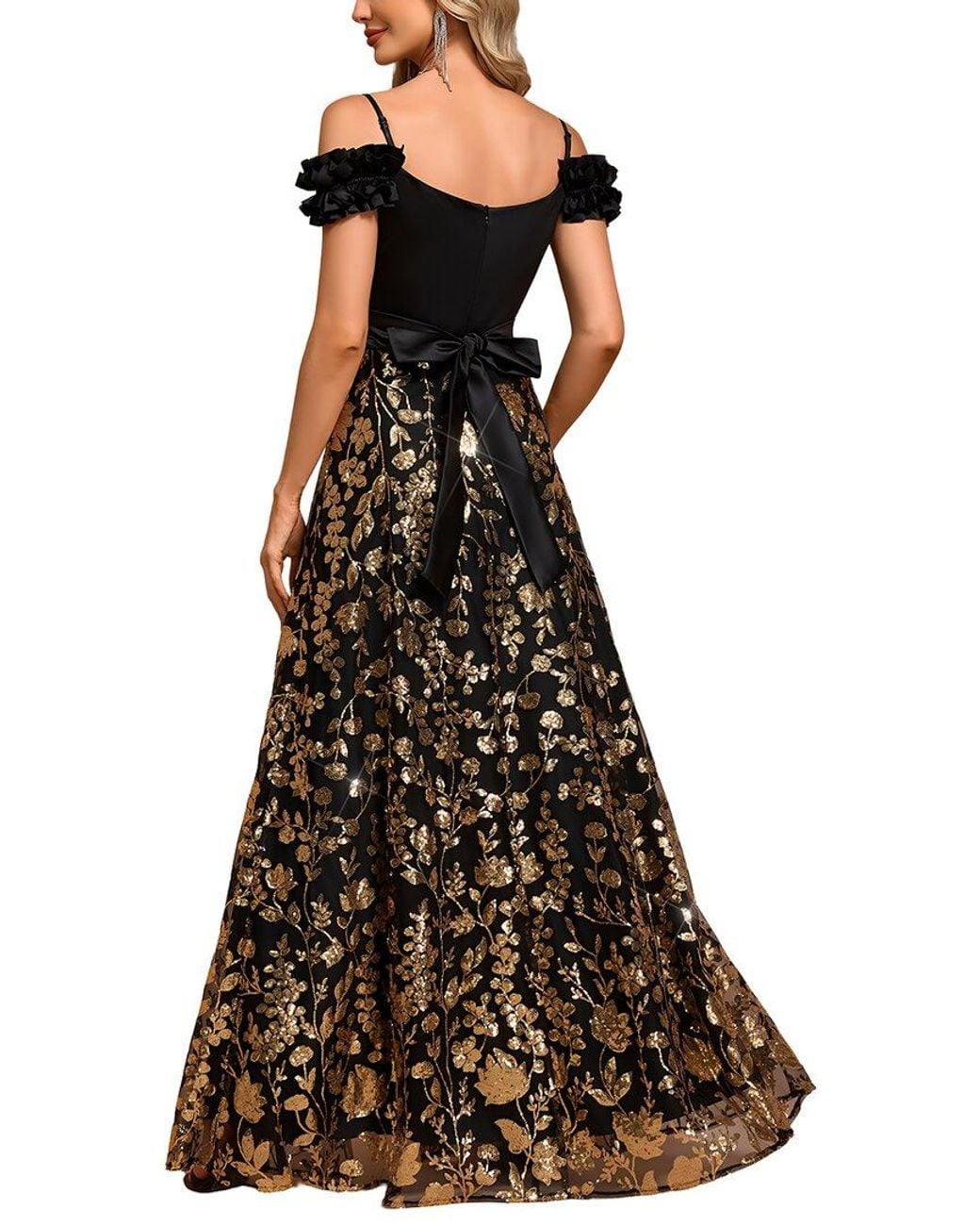Luna Tuccini Black Embellished Maxi Dress