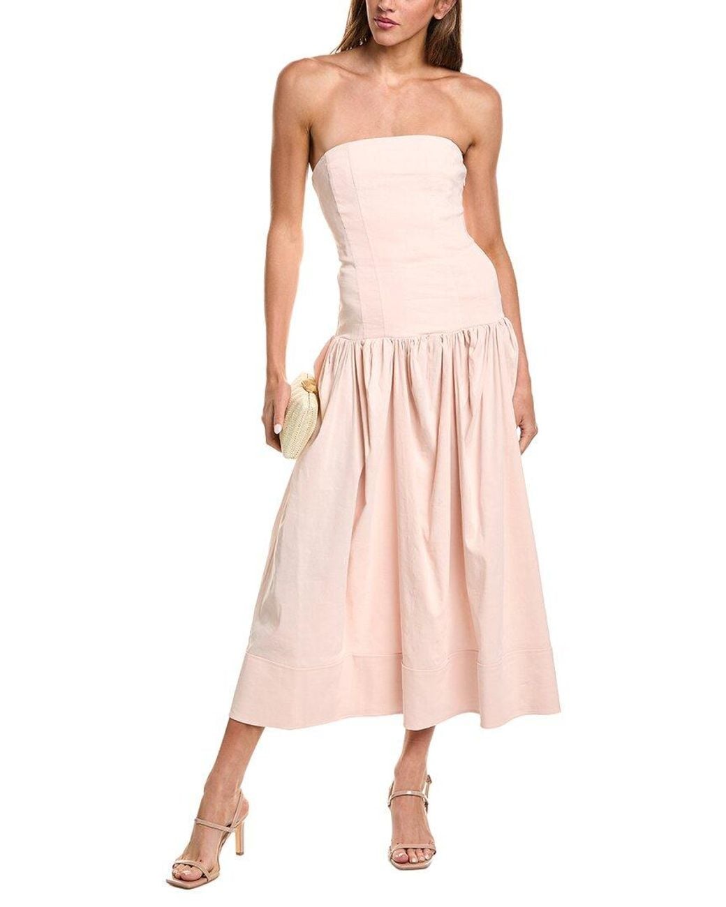 A.L.C. Pink June Linen-Blend Midi Dress