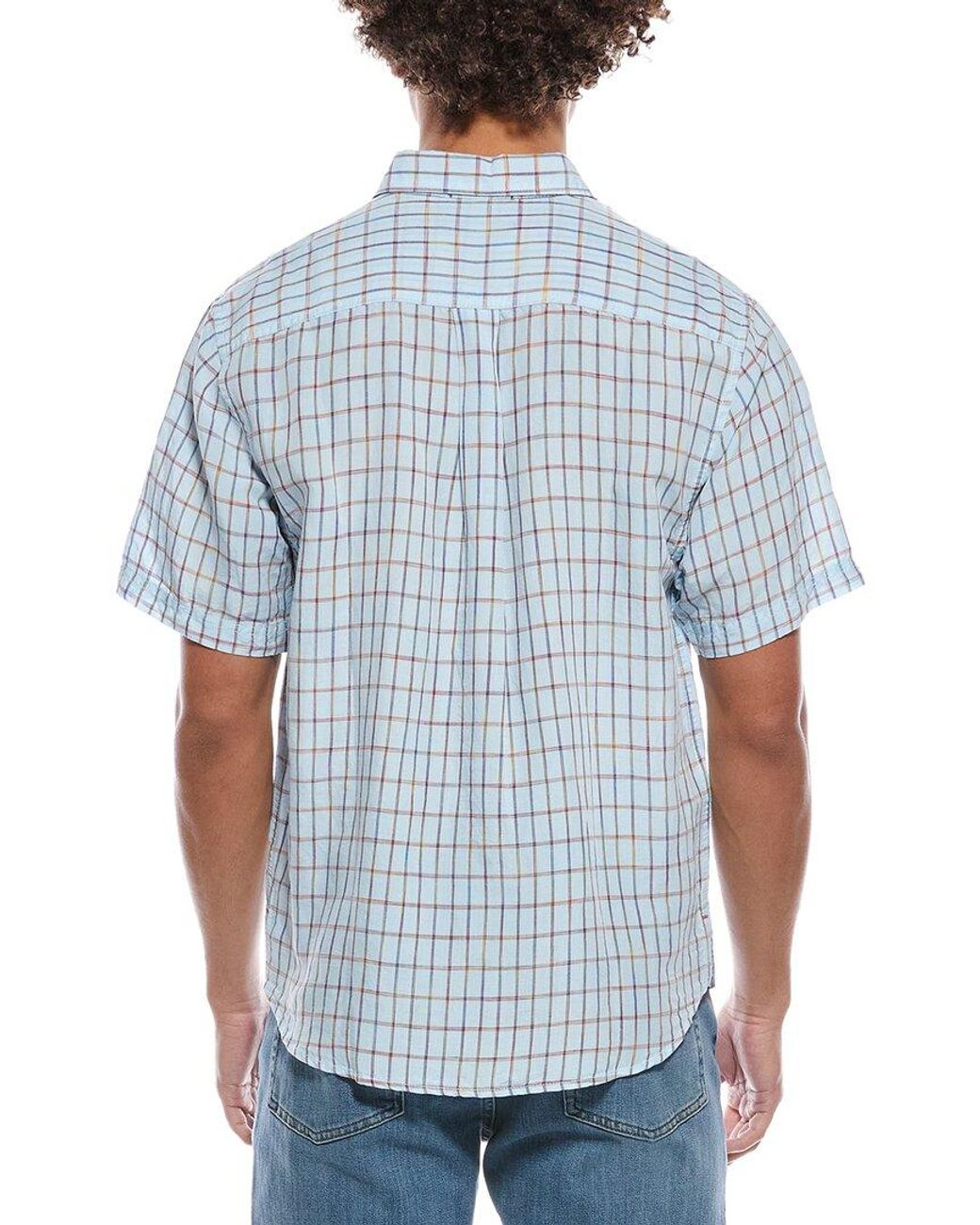 Tommy Bahama Blue Manati Plaid Linen-Blend Shirt for men
