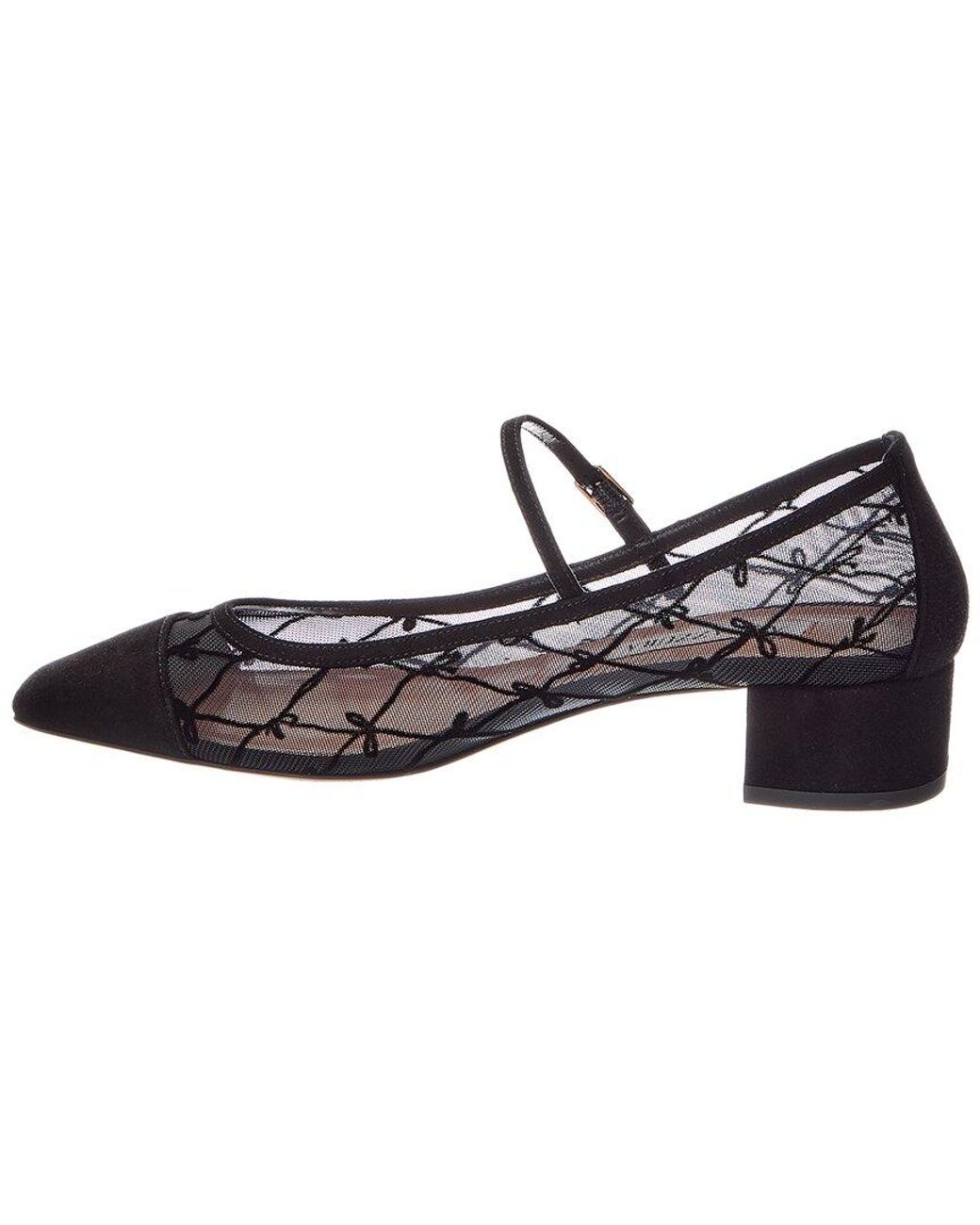Aquazzura Black Mesh & Suede 40 Pump