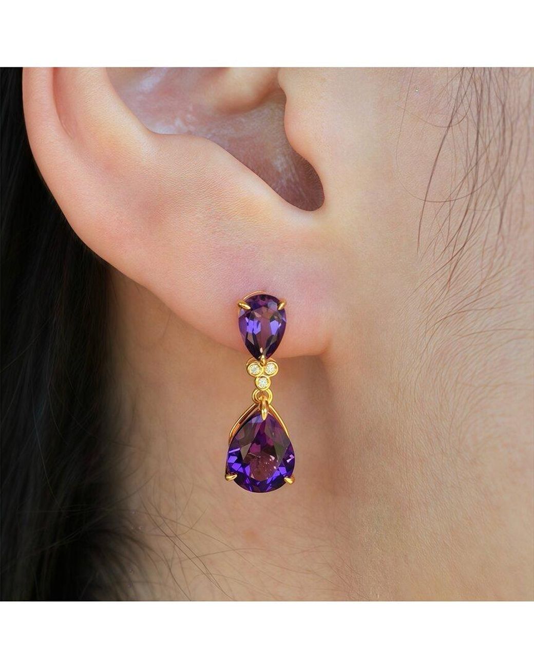 Kai Fine Jewelry Purple 14K 4.03 Ct. Tw. Diamond & Amethyst Drop Earrings