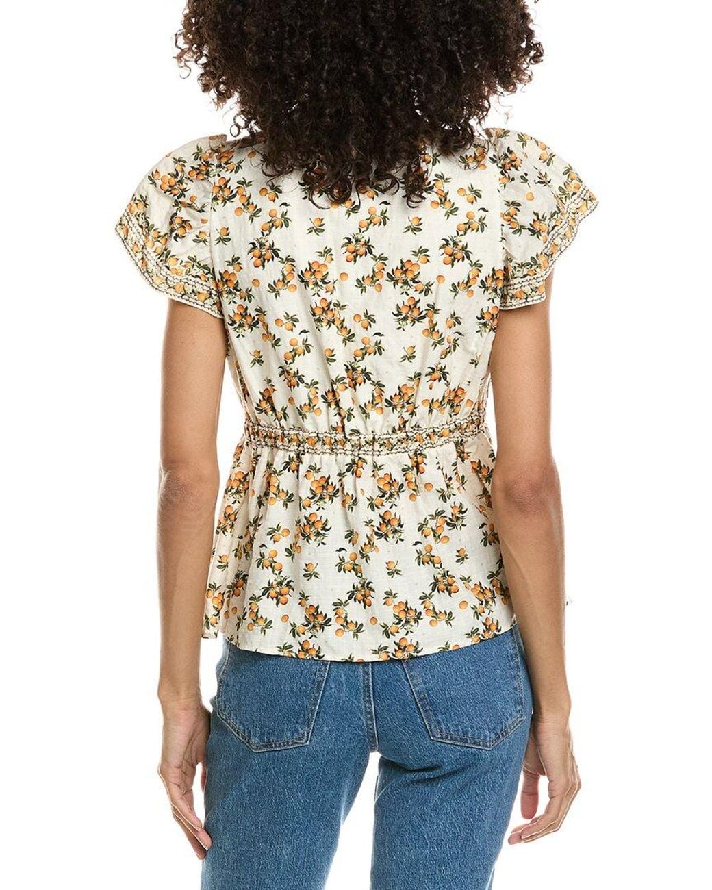 Max Studio White V-Neck Flutter Sleeve Top