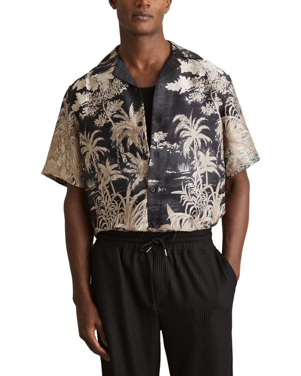 Reiss Gray Yoshi Jungle Placement Top for men