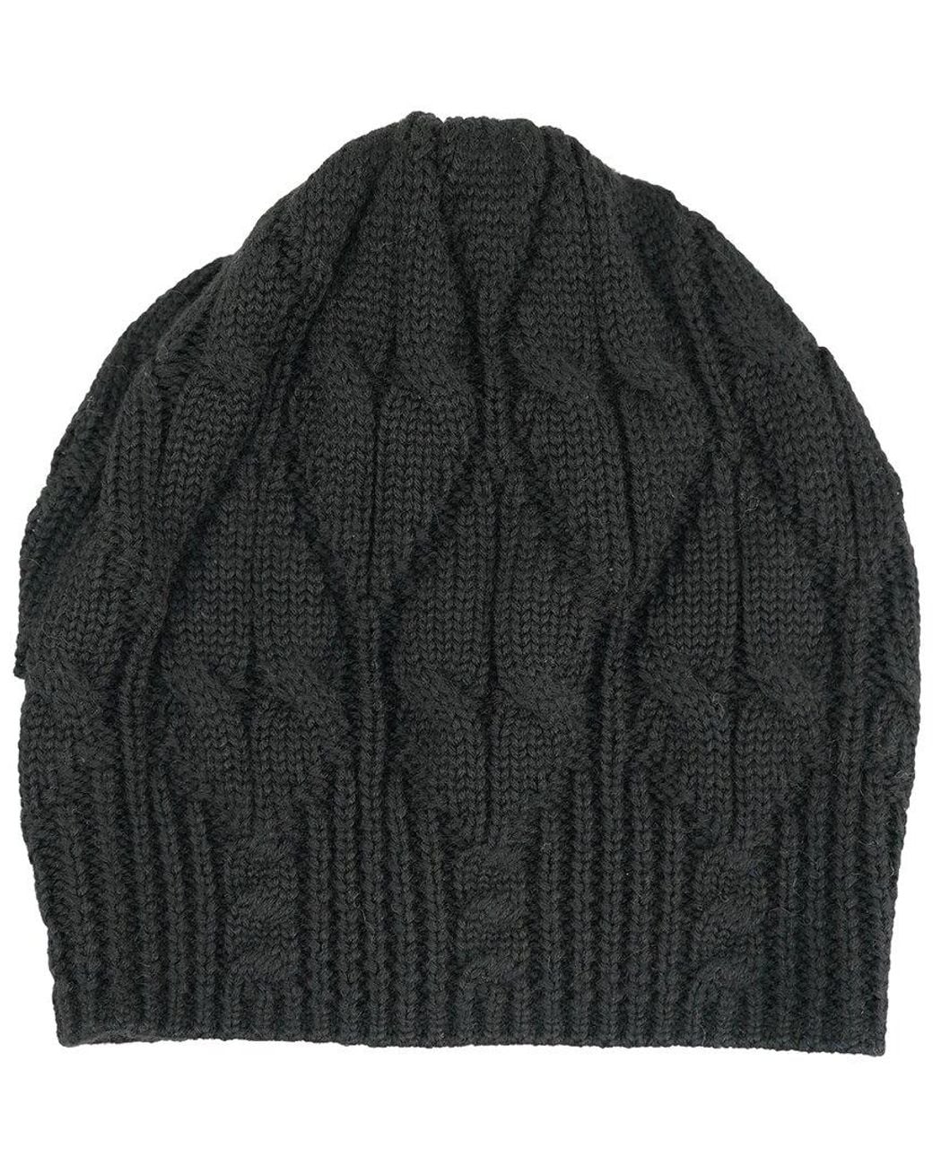 Portolano Black Merino Wool Chunky Beanie for men