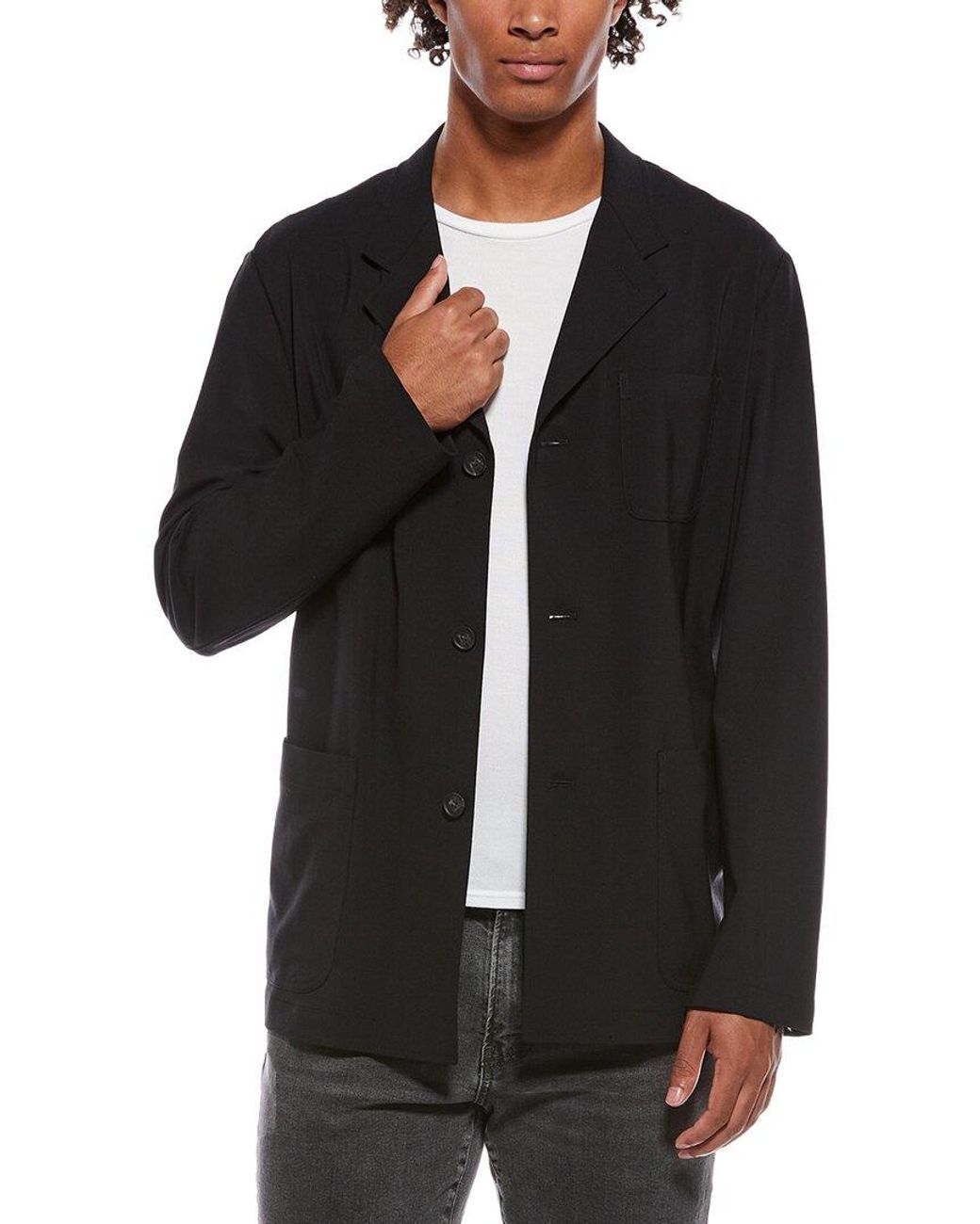 Vince Black Tailored Wool-Blend Utility Blazer for men