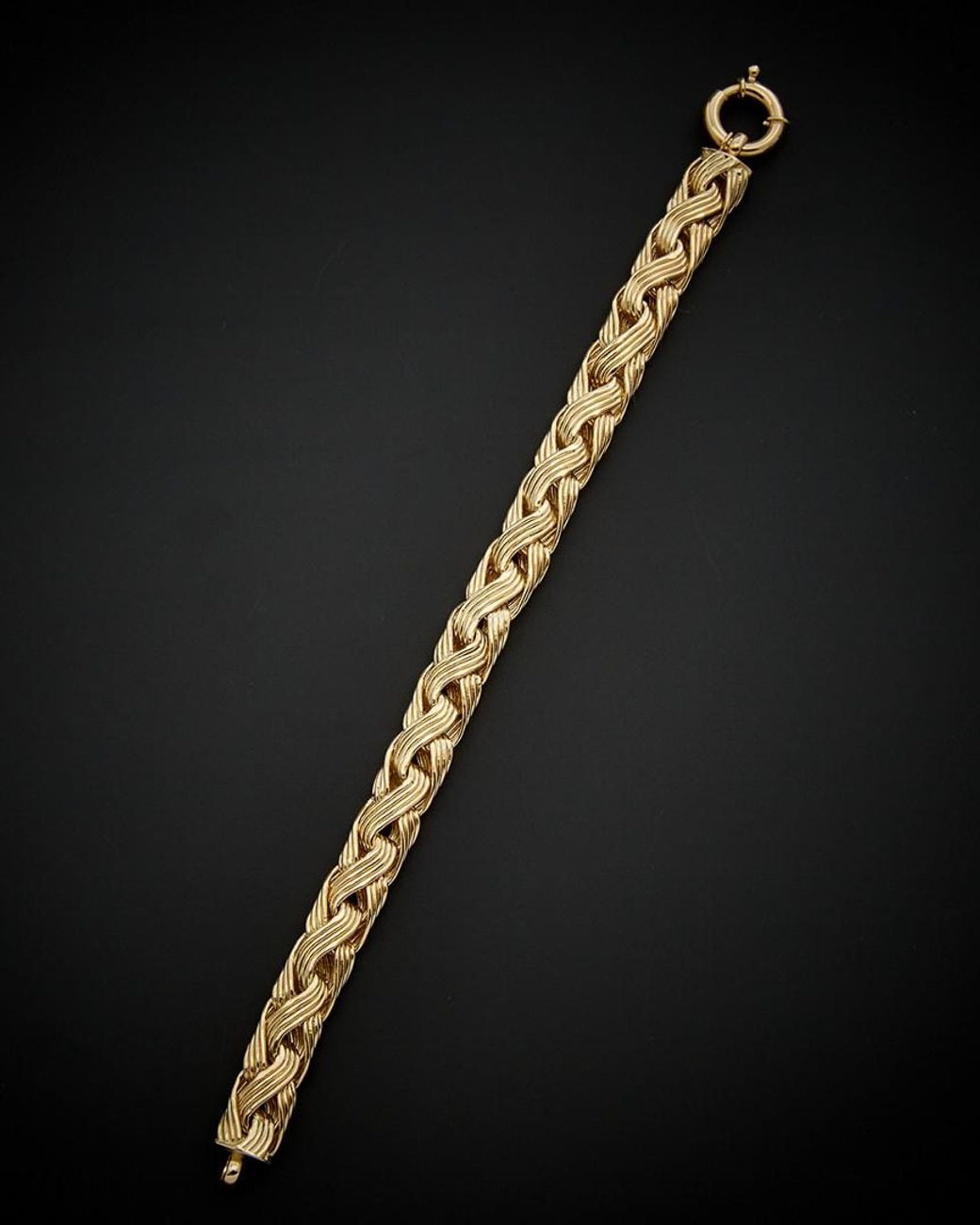 Italian Gold Black 14k 4-row Braided Link Bracelet