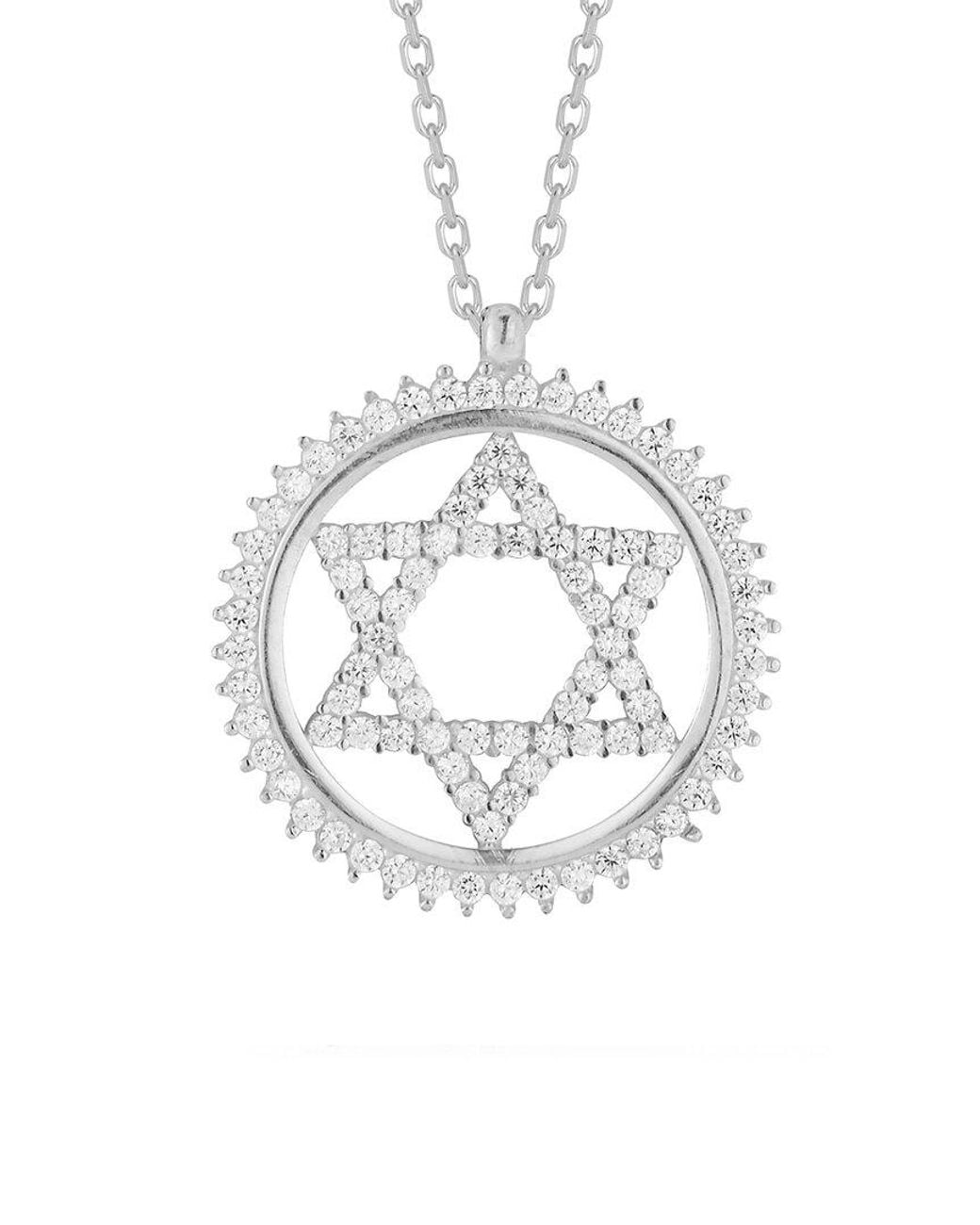 Glaze Jewelry White Silver Cz Star Of David Necklace