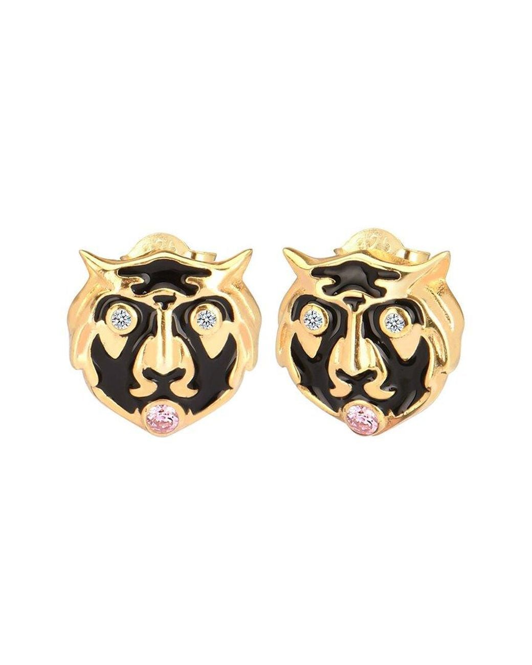 Gabi Rielle Metallic 14k Over Silver Cz Rosy Roar Studs