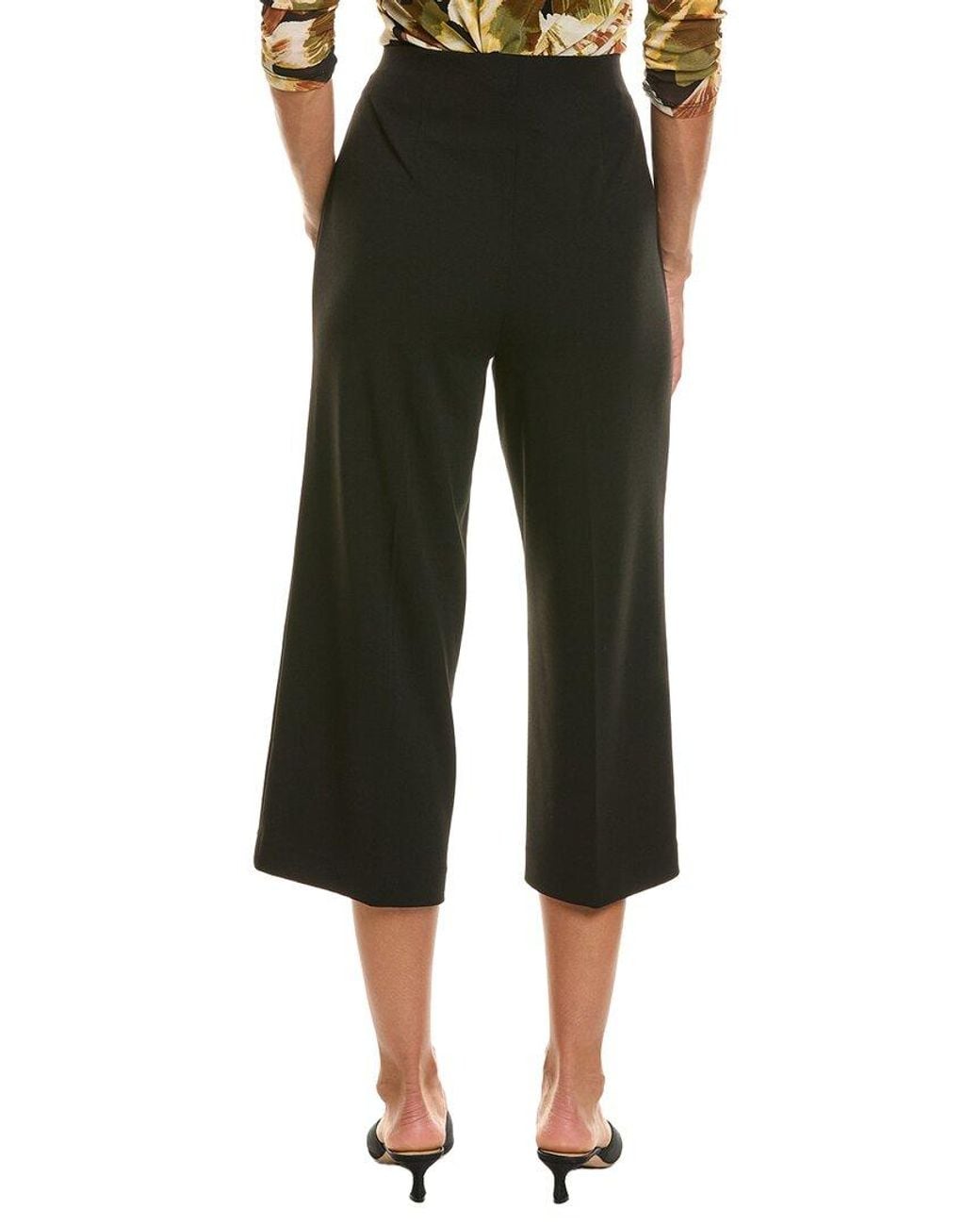 Anne Klein Green Petite High Rise Pull On Wide Leg Crop Pant