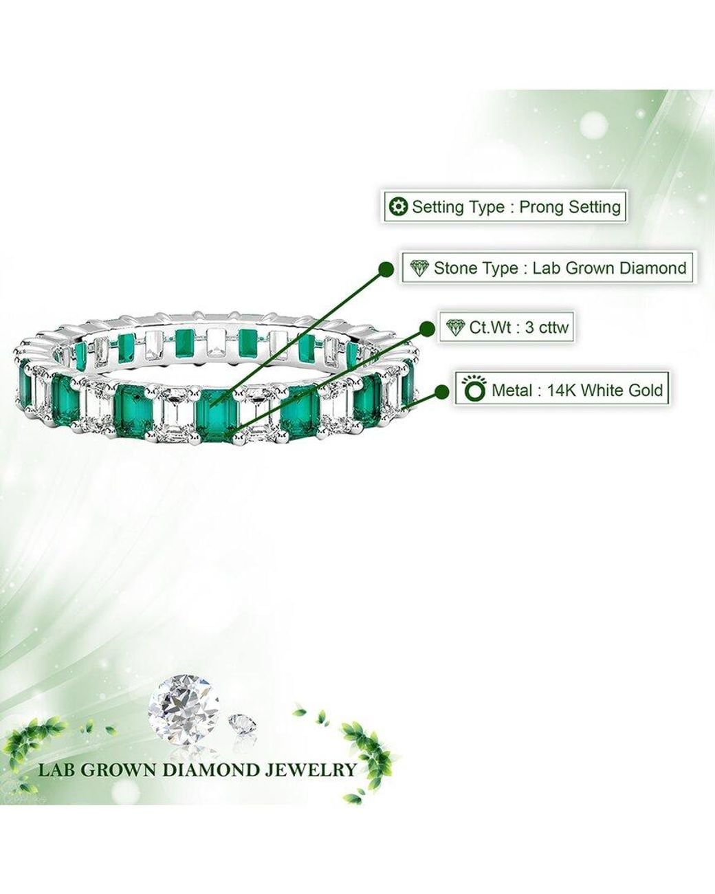 Amairah Green 14K 3.00 Ct. Tw. Lab-Grown Diamond Eternity Ring