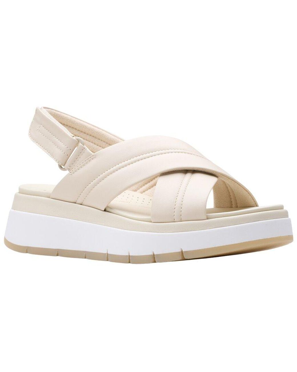 Clarks White Tuscan Cross Leather Sandal