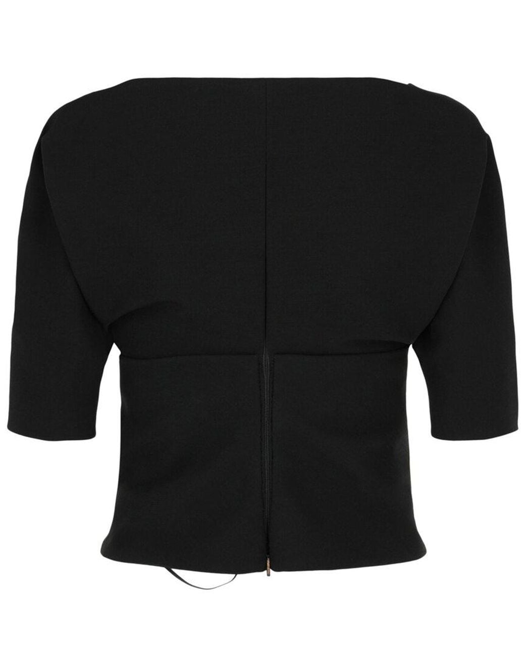 Ferragamo Black Layered Wool-Blend Blouse