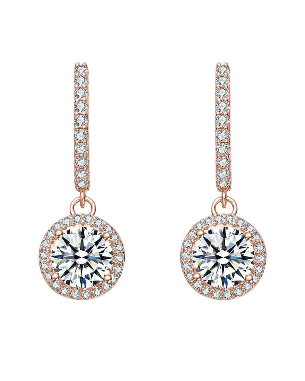 Rachel Glauber Metallic Diamond Cz Dangle Earrings