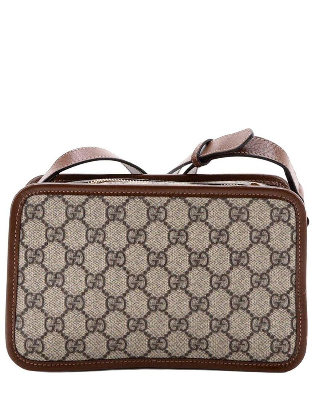 Gucci Brown GG Coated Canvas Interlocking G Patch Camera Bag Mini (authentic Pre-loved)