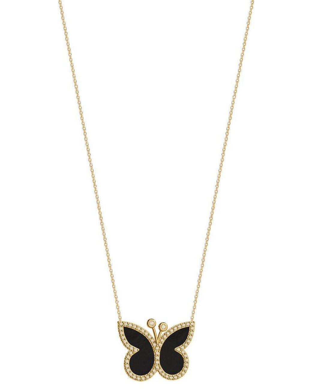 Gabi Rielle White 14K Over Onyx Cz Butterfly Necklace