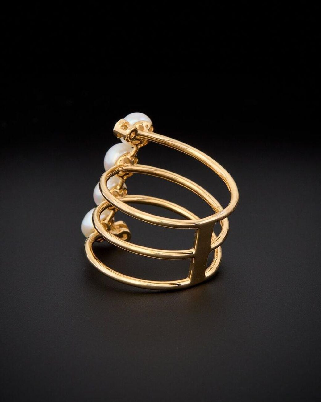 Italian Gold Black 18k 0.04 Ct. Tw. Diamond Pearl Ring