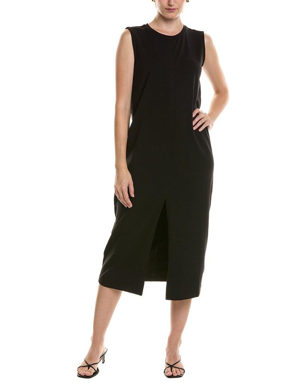 Eileen Fisher Black Solid Midi Dress