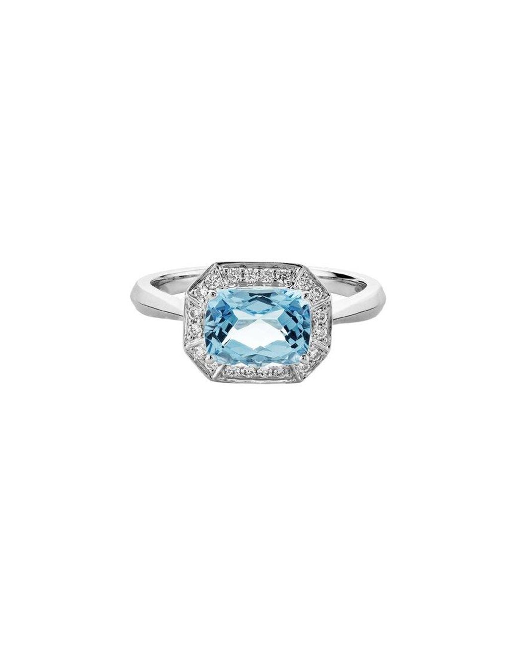 Diamond Select Cuts Blue 14K Diamond .14 Ct. & 1.30 Ct Aquamarine Ring