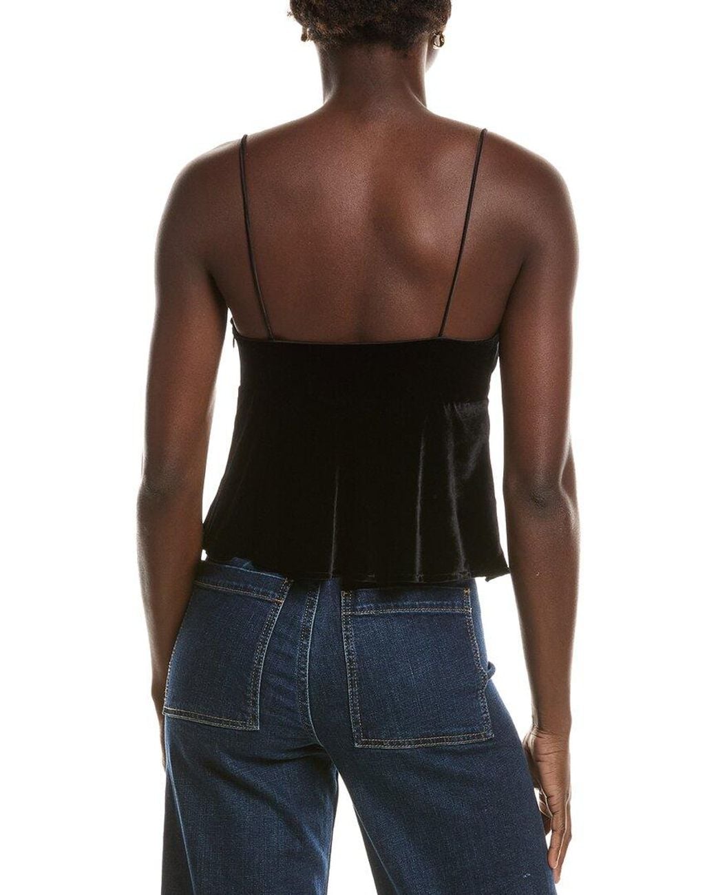 Susana Monaco Black Velvet Silk Bias String Silk-Blend Tank